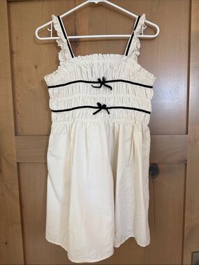 Zara Cream Short Dress with Black Trim